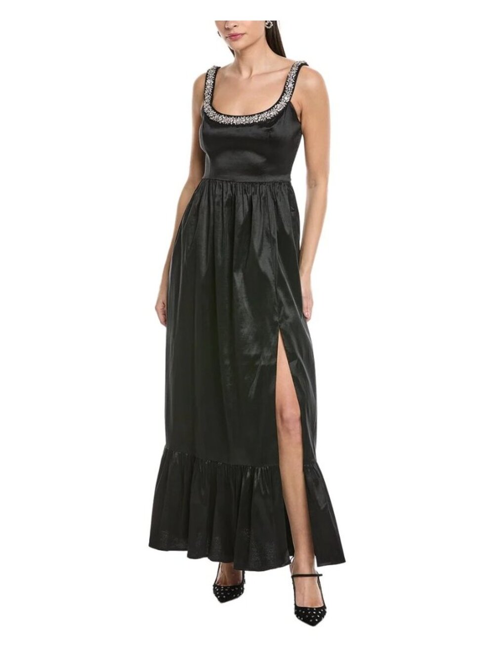 🆕HUTCH Ericha Satin Rhinestone Maxi Dress Gown 8 - Picture 2 of 16